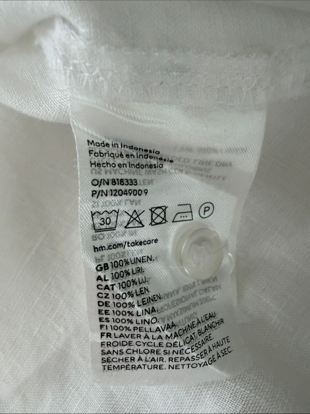 H&M White Linen Women's Button-Down Shirt - Picture 7 of 7